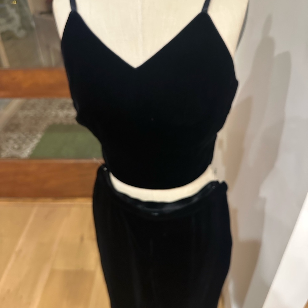 Giorgio Armani Black 2 Piece Velvet evening wear